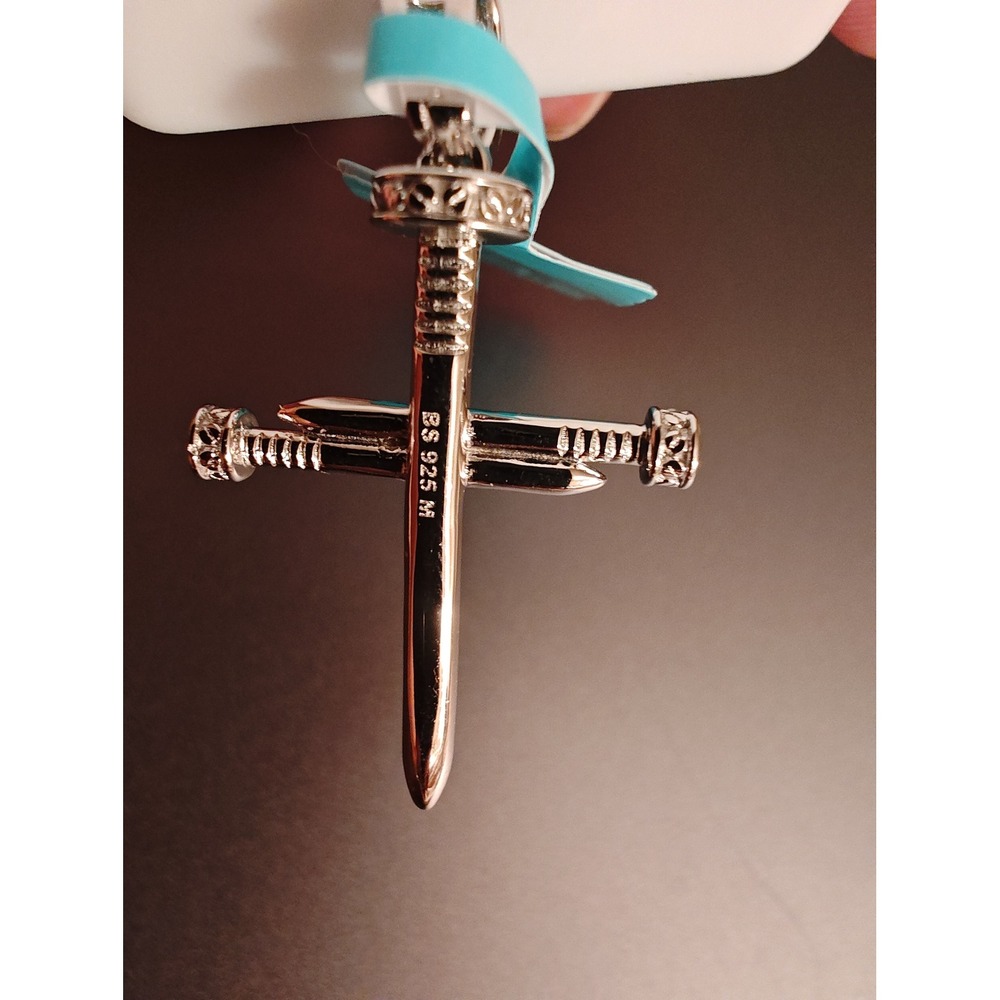 Pendant Nail Cross 925 Sterling Silver Moissanite 0.36 CTW Iced Out - Picture 4 of 8